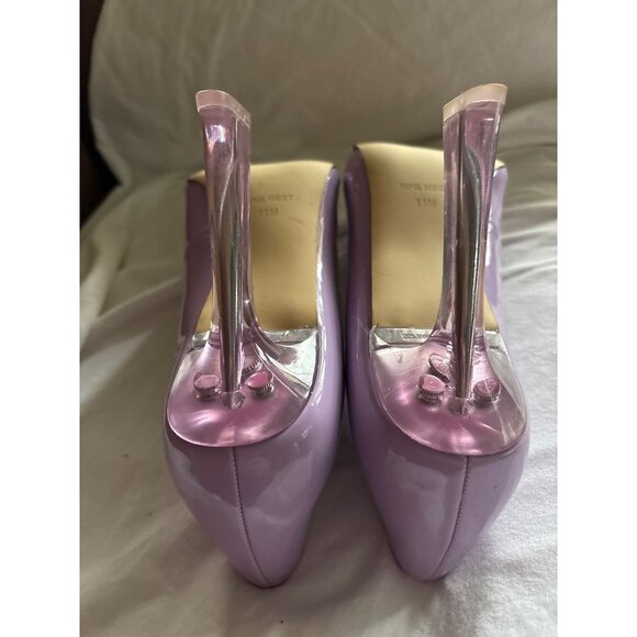 Lilac Patent Leather Pointed Toe Heels With Transparent Block Heel Size 11 - Picture 7 of 11